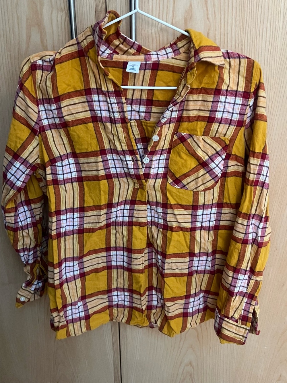 Old Navy maternity Mustard and Burgundy Plaid Button-Down Shirt